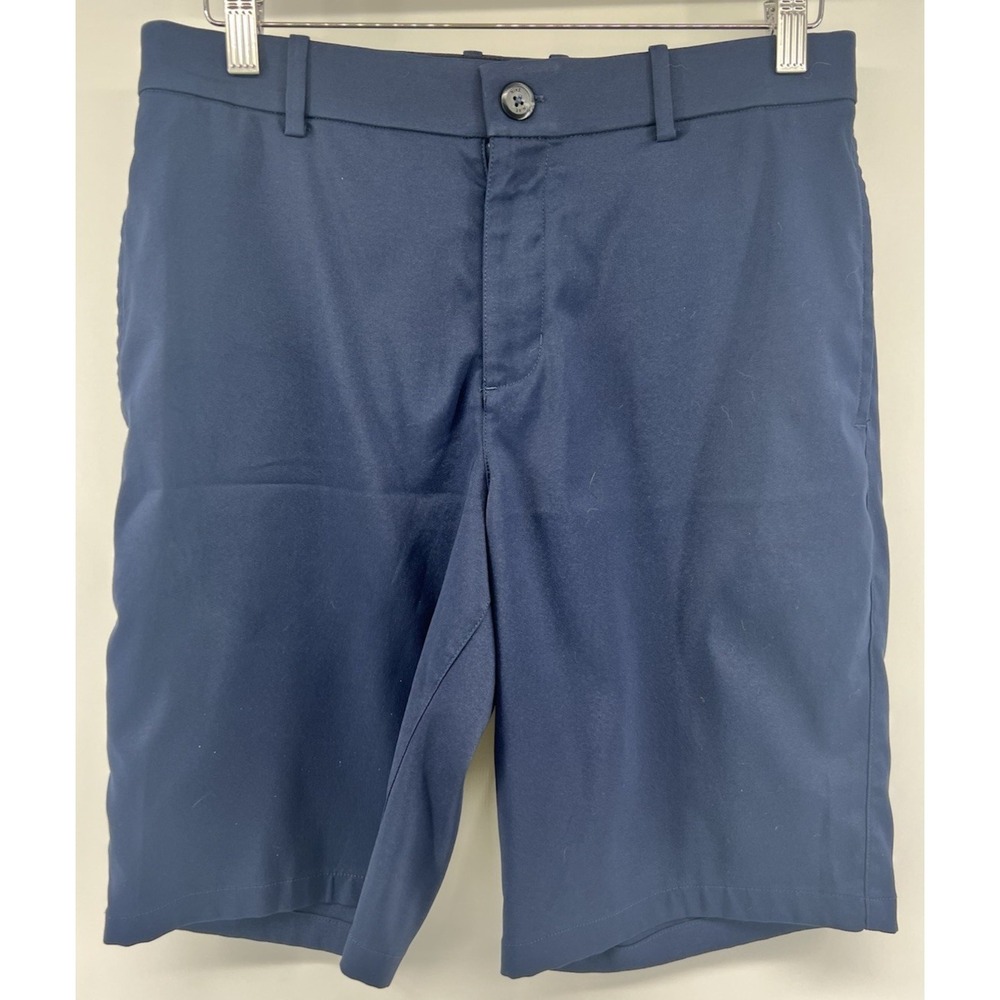 Nike Dri Fit Mens Bermuda Shorts Tagged 30 Measure 32 10" Inseam Blue Stretch